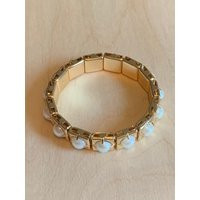 Vintage Gold Bangle Bracelet With Faux Pearls Size 10 | Etsy (US)