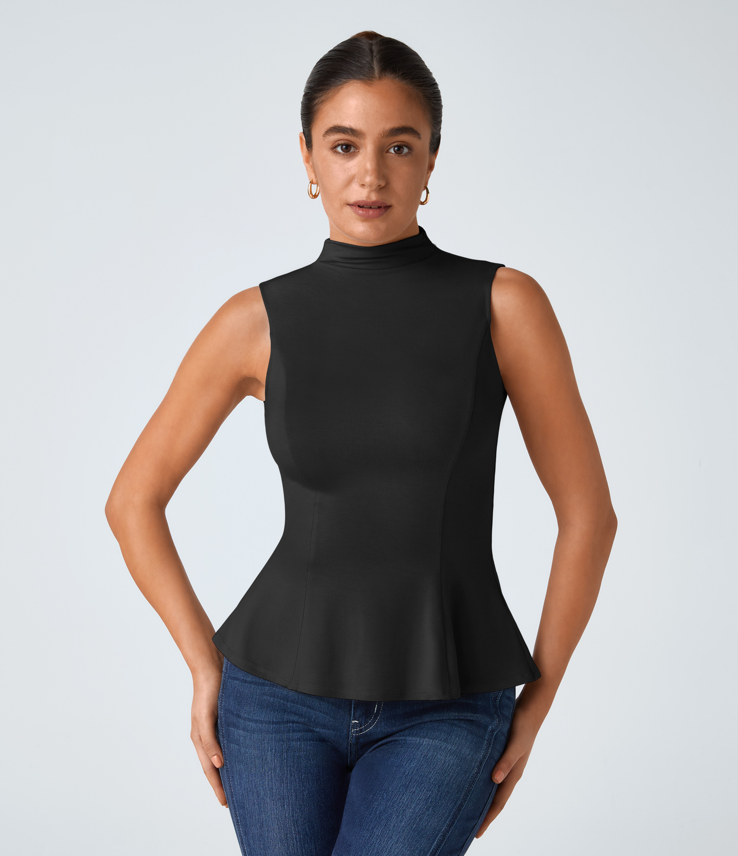 Women’s Funnel Neck Peplum Work Tank Top - Halara | HALARA