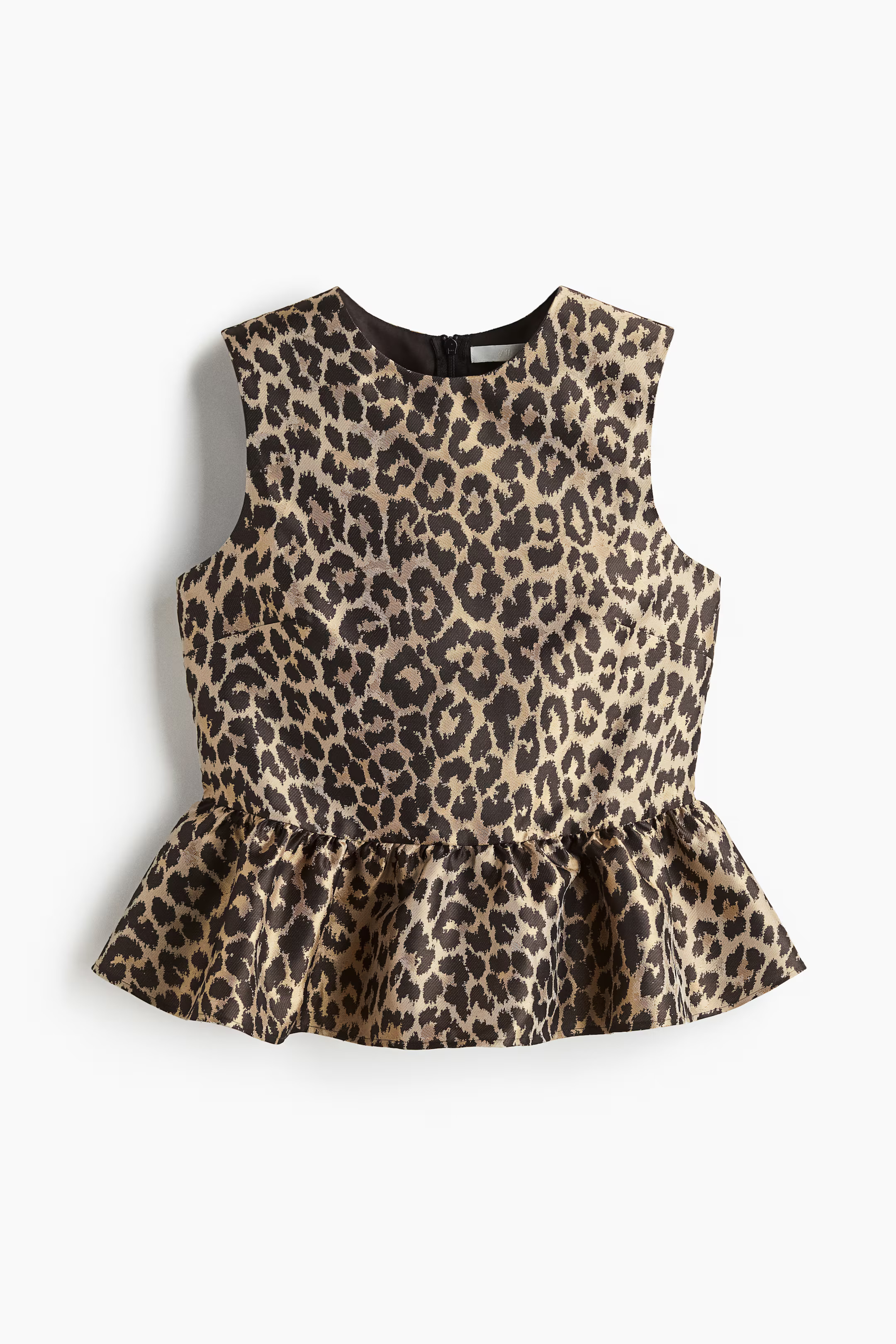 Peplumbluse aus Jacquardstoff - Beige/Leopardenprint - Ladies | H&M DE | H&M (DE, AT, CH, NL, FI)