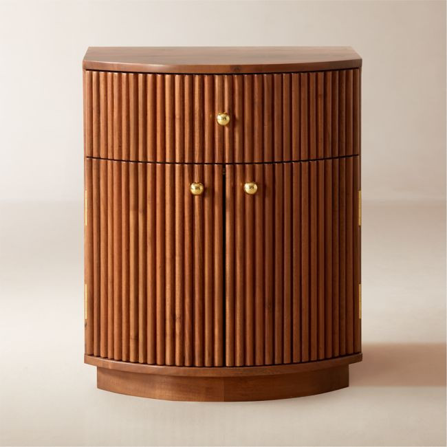 Cameo 20" Fluted Acacia Nightstand with Drawer | CB2