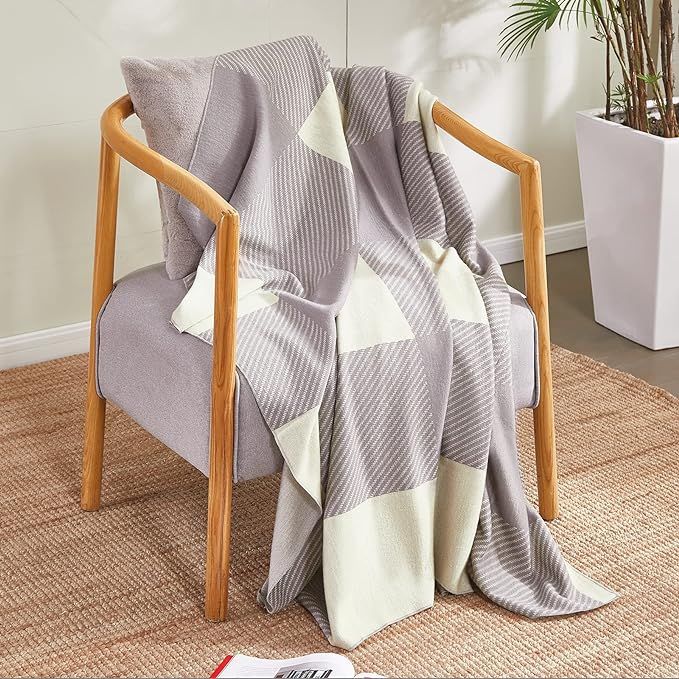 hahawooi 100% Merino Wool Throw Wool Blanket,63"x 80" Twin Size Couch Throw, Plaid Sofa Throw Bed... | Amazon (US)