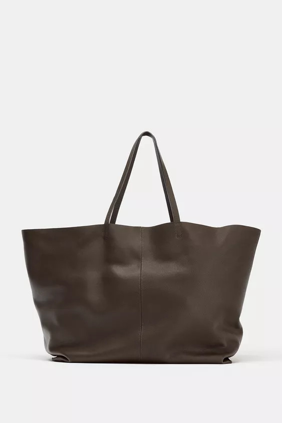 LEATHER MAXI TOTE BAG | Zara UK