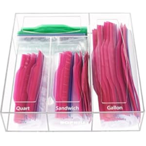 SUMERFLOS Acrylic 2.5 Gallon Ziplock Bag Organizer Large Organizer Fit for 2.5 Gallon, Quart, Sandwi | Amazon (US)