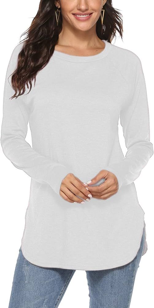 Newchoice Women's Casual Batwing Long Sleeve T Shirt Round Neck Basic Loose Tunic Tops | Amazon (US)