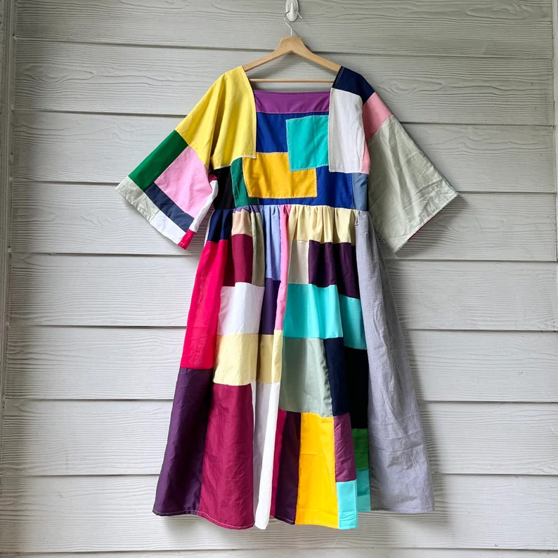 Handmade Quilted Patchwork Colorblock Dress SKU 04074 - Etsy | Etsy (US)