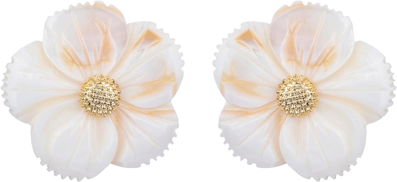 Kercisbeauty Cute White Flower Stud Earrings for Women Girls Vintage Dainty Jewelry for Ladies Pa... | Amazon (US)