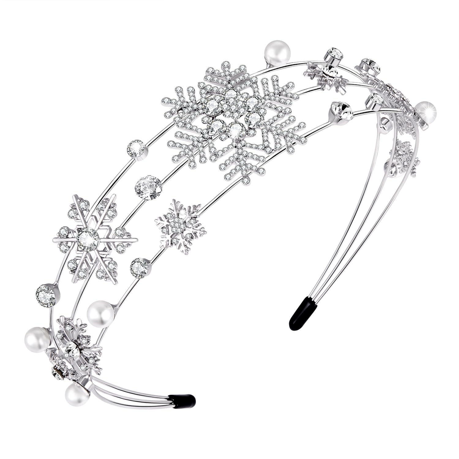 HEIDKRUEGER Christmas Headband Silver Snowflake Headband Pearl Christmas Party Headbands for Wome... | Amazon (US)