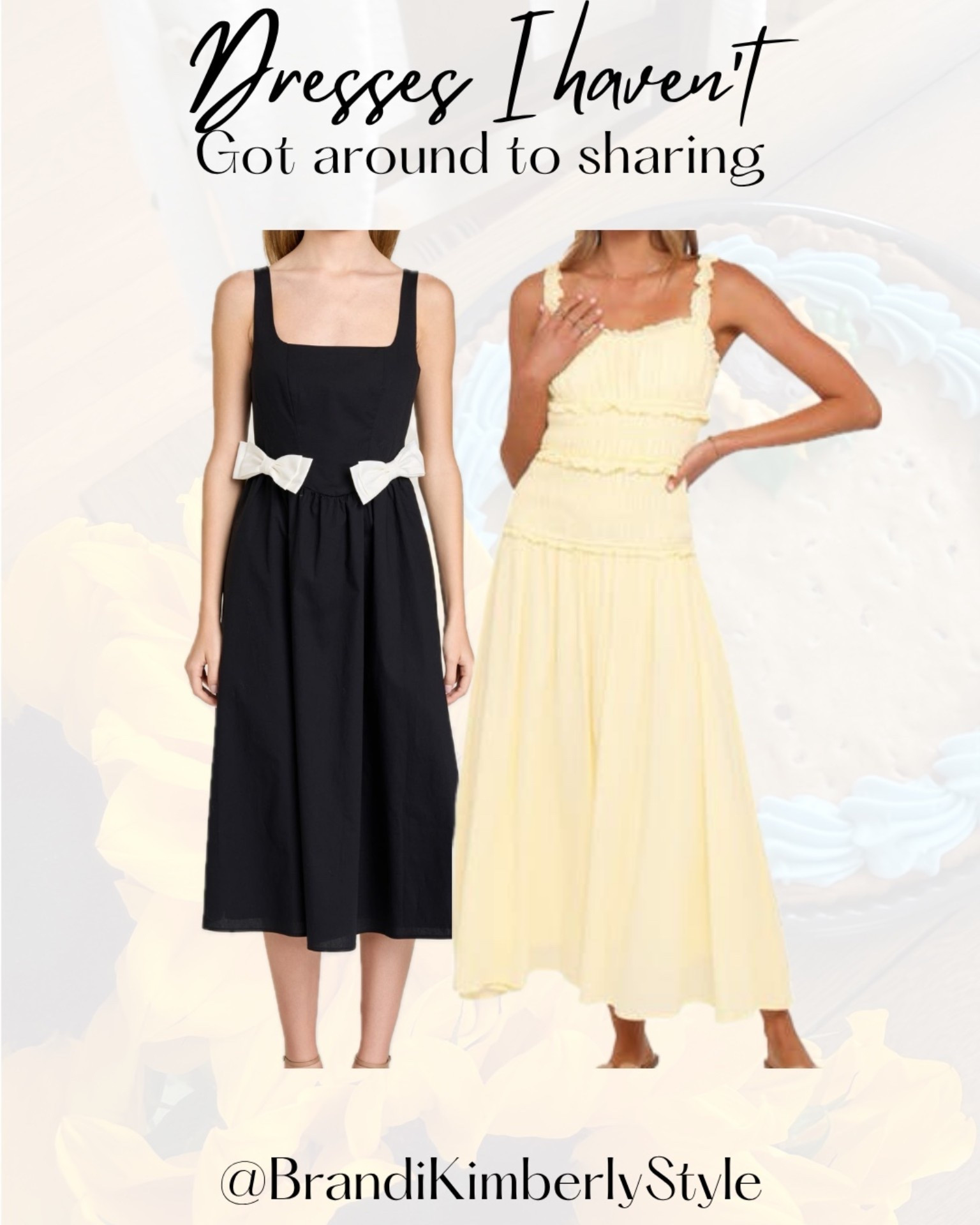 Looking for feminine dresses for spring and summer that are flattering and elegant? These two dresses are currently in my closet. 
I haven’t completely forgot but haven’t gotten around to it. 

If you’ve been searching for spring dresses for women, midi dresses, or effortless dresses for brunch, vacations, weddings, or baby showers, both of these are such beautiful options. From the classic black bow detail dress to the soft yellow flowy maxi, these styles give that polished, romantic look without feeling overdone.

Save this for your next spring or summer dress find

#LTKootd #LTKvlog #LTKSeasonal