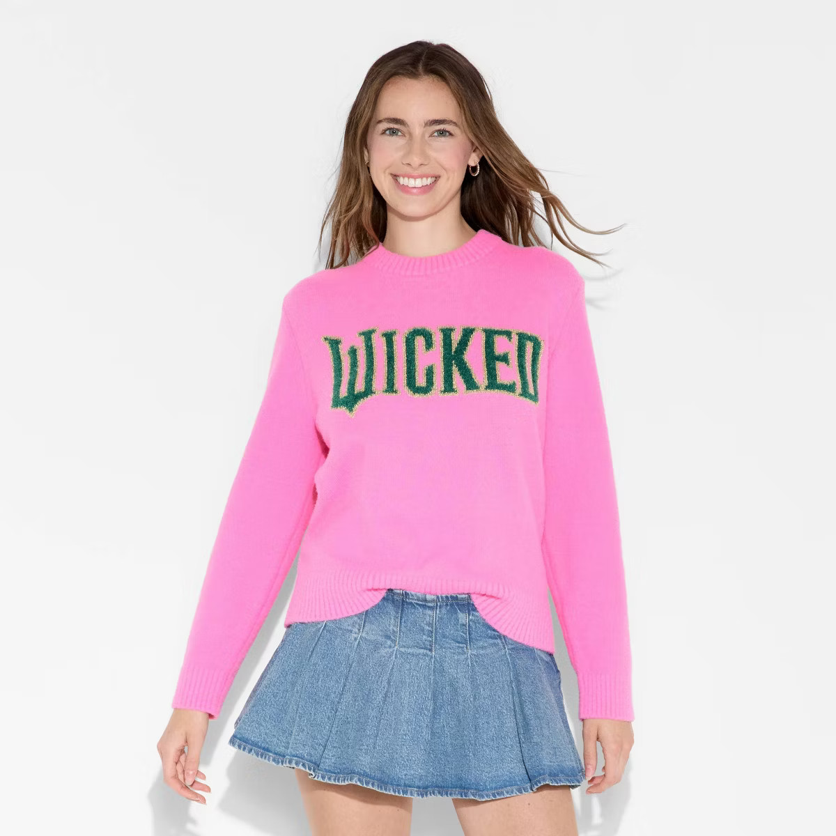 Women's Wicked Graphic Sweater - Berry Pink L | Target