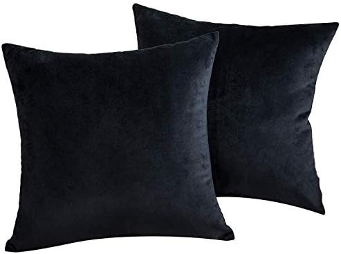 JUEYINGBAILI Throw Pillow Covers Velvet Decorative 2 Packs Ultra-Soft Black Pillowcase 18 x 18 In... | Amazon (US)