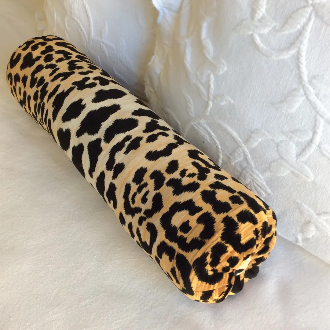 Leopard Bolster Pillow 6x22 in Black Golds - Etsy | Etsy (US)