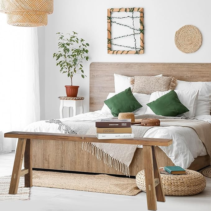 55 Vintage Bench Weathered Natural Wood Bench Rustic Farmhouse Skinny Wooden Bench Narrow Retro A... | Amazon (US)