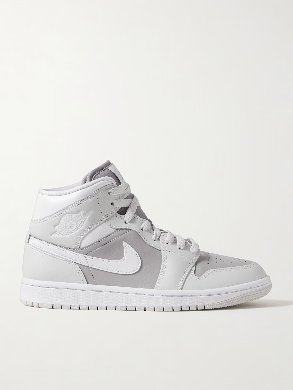 Nike - Air Jordan 1 Mid Leather Sneakers - Gray | NET-A-PORTER (US)