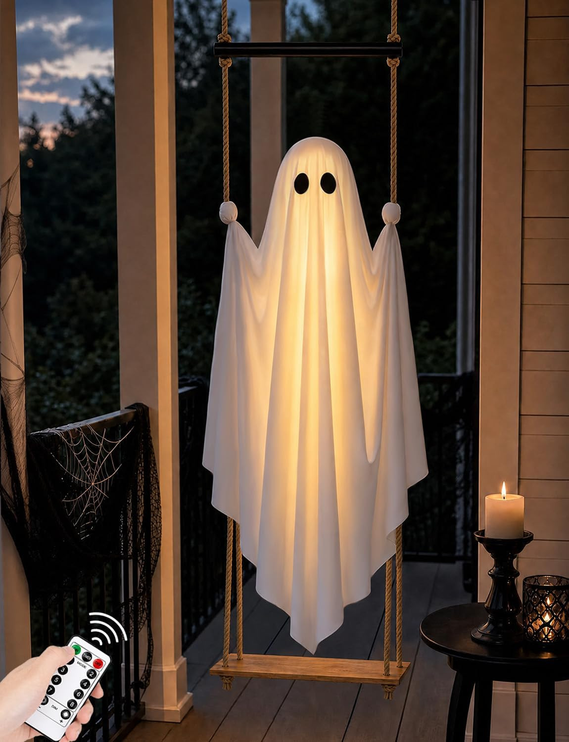 Halloween Decorations Outdoor 4.6FT Large Pre-Assembled Hanging Swing Ghost | Amazon (US)
