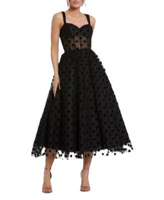 Mac Duggal Polka Dot Net Bustier A-Line Midi Dress  | Bloomingdale's Women | Bloomingdale's (US)
