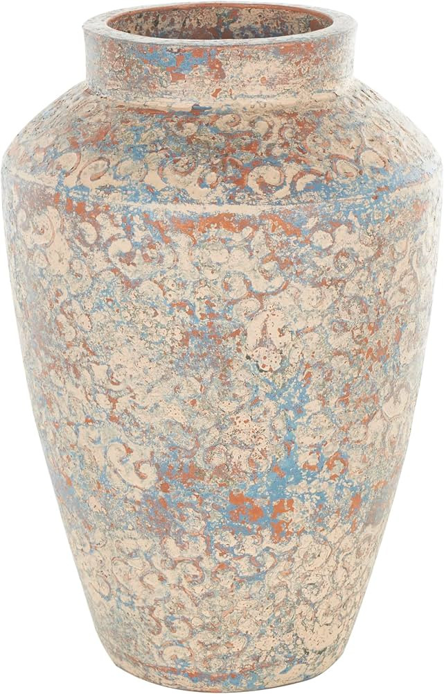 Deco 79 Ceramic Scroll Decorative Vase Antique Style Centerpiece Vase with Blue and Copper Accent... | Amazon (US)
