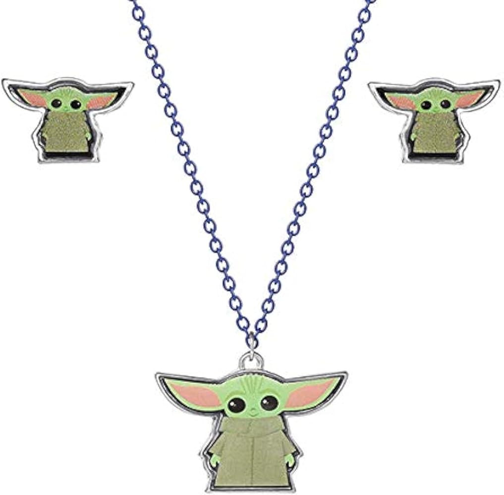 Disney Star Wars The Mandalorian Grogu Fashion Stud Earrings and Necklace Set, Official License | Amazon (US)
