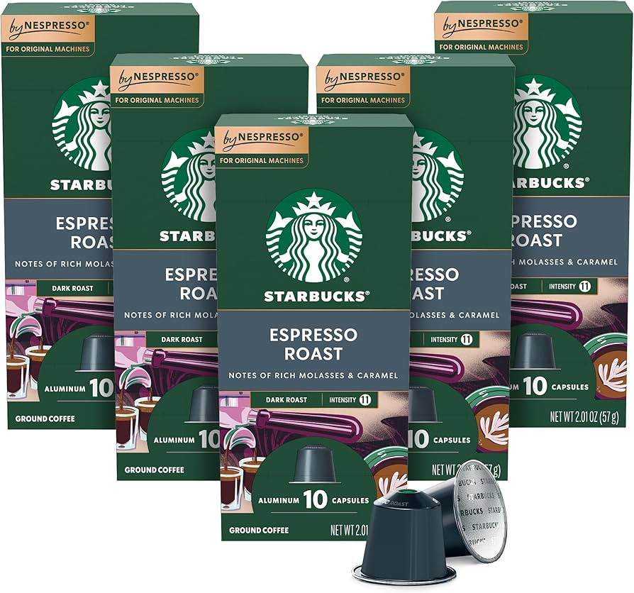 Starbucks by Nespresso Original Line Dark Roast Espresso, 50-count Espresso Pods | Amazon (US)