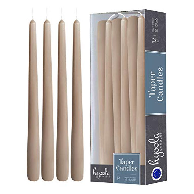 Hyoola, 14" Taupe Brown Taper Candles - Dripless Tapers (12 Pack) | Walmart (US)