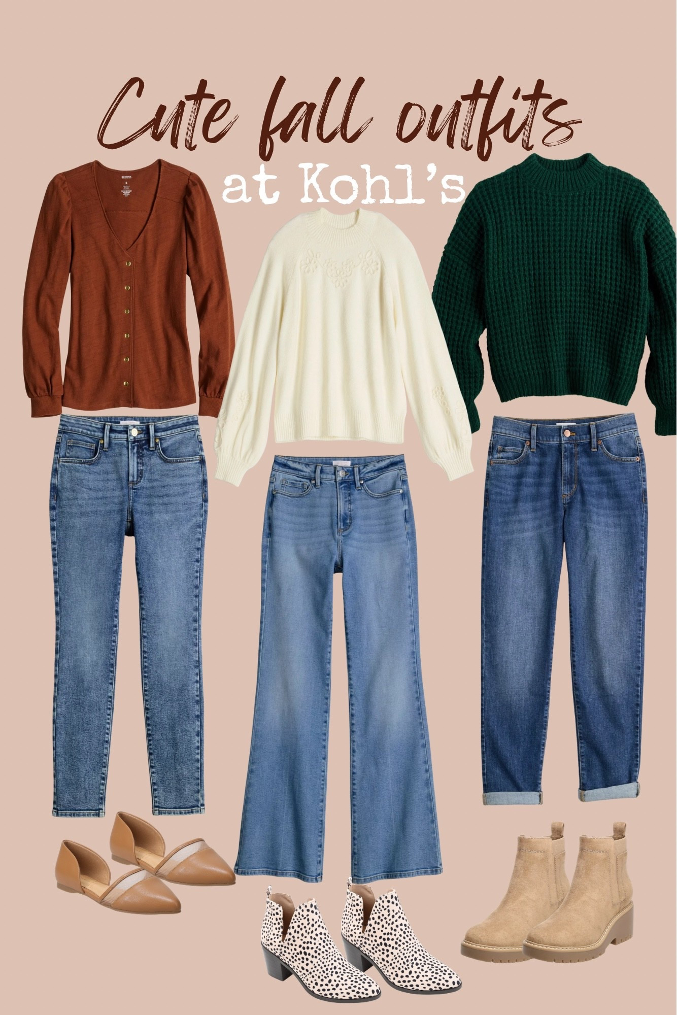 Kohl’s has a great variety of cute fall sweaters, jeans, and shoes for all occasions. These cute and casual outfits could easily be dressed up for holiday parties! Kohls has lots of their jeans on sale right now, so check them out for the whole fam! 

#LTKFindsUnder50 #LTKOver40 #LTKMidsize