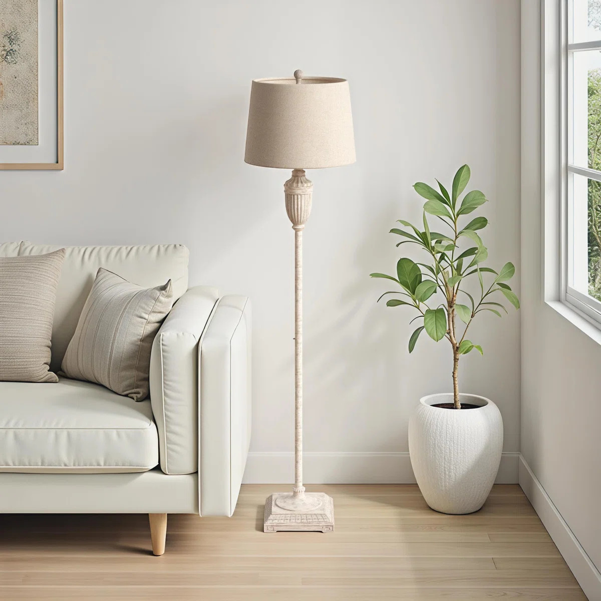 Cricklade 59'' Ivory Traditional Floor Lamp | Wayfair North America