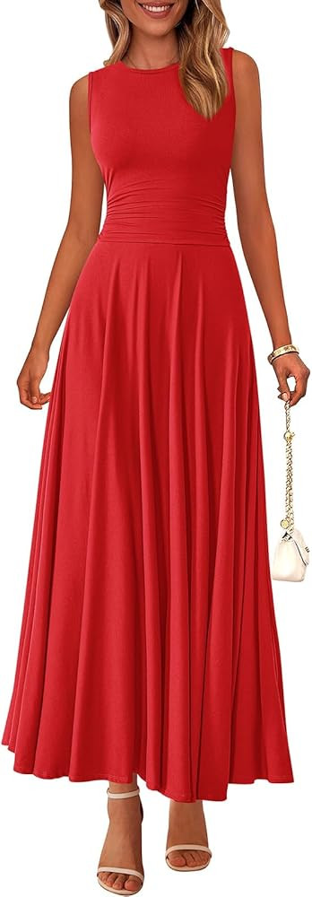 PRETTYGARDEN Womens Spring Dresses 2026 Casual Sleeveless Crewneck Aline Maxi Dress Stretch Tank ... | Amazon (US)