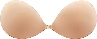 DEPOVOR Strapless Adhesive Push Up Bras for Women Backless Invisible Sticky Lift Up Bra Dark Nude | Amazon (US)