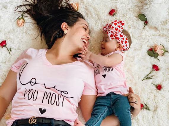 Love you more, love you most, mommy and me, matching shirts, matching outfits, besties,mom and ba... | Etsy (US)