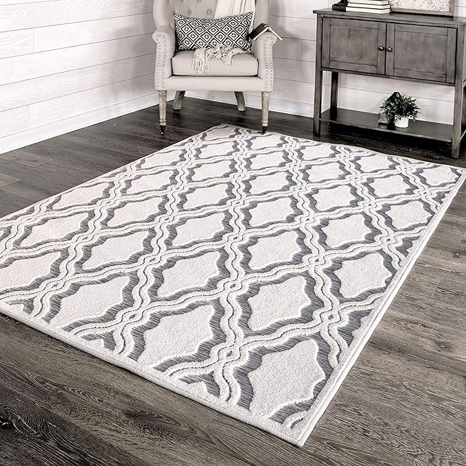 My Texas House by Orian Cotton Blossom Area Rug, 3'11" x 5'5", Natural Gray | Amazon (US)