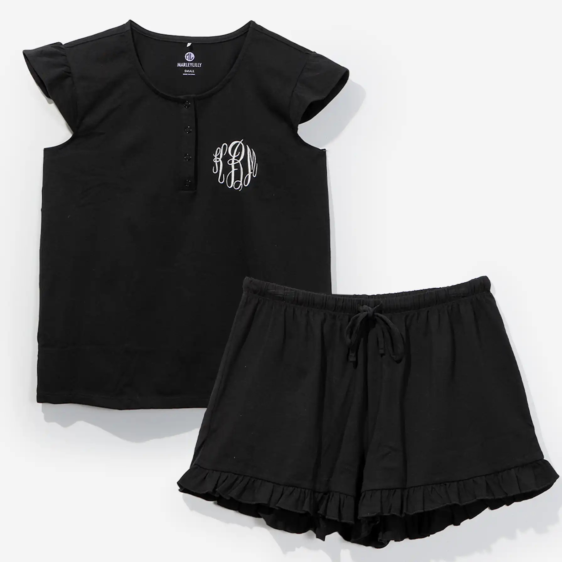 Monogrammed Ruffle Pajamas | Marleylilly