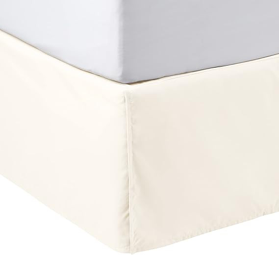 Amazon Basics Lightweight Pleated Bed Skirt, Queen, Off White | Amazon (US)