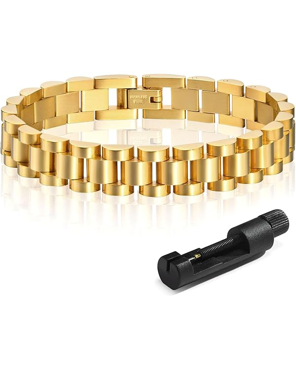 MPRAINBOW 2pcs Gold Chain Link Bracelet - Stainless Steel Love Crystal Friendship Bracelets Bangl... | Amazon (US)