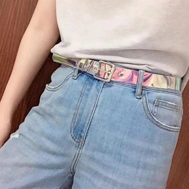 Unissex dois linha pvc claro moda pino fivela cintos estilo punk rebite transparente branco cinto... | Aliexpress BR (BR)
