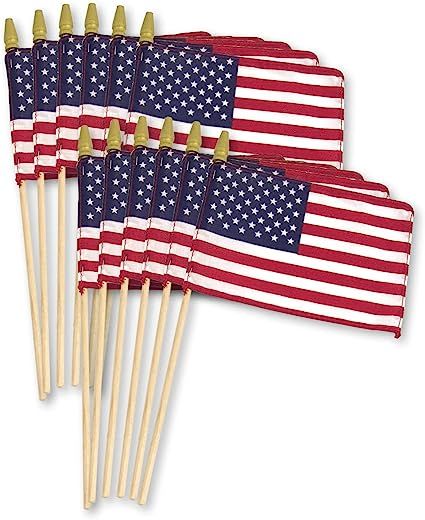 Super Tough US Stick Flag 8" x 12"- 24" Wood Stick with Spear Tip - 12 Pack | Amazon (US)