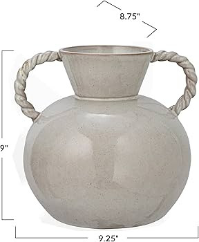 Amazon.com: 9.25 Inches Stoneware Vase with Twisted Handles and Reactive Glaze, Cream Color : Hom... | Amazon (US)