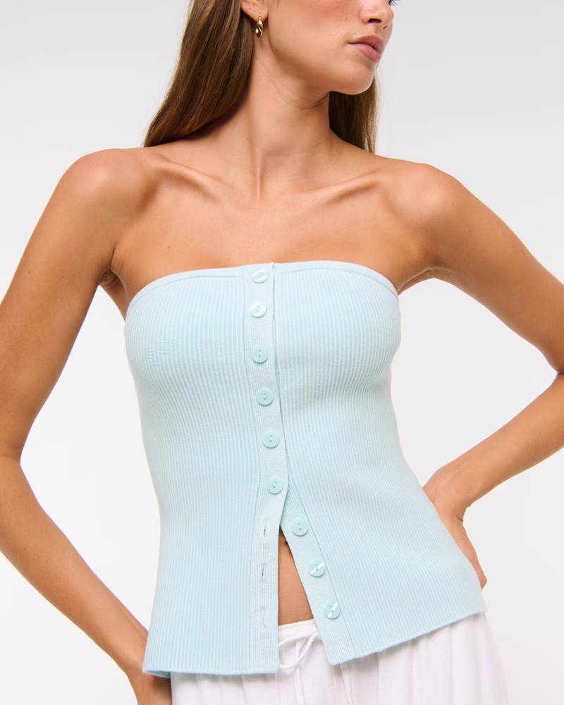 Ottoman Button-Front Tube Top | Abercrombie & Fitch (US)
