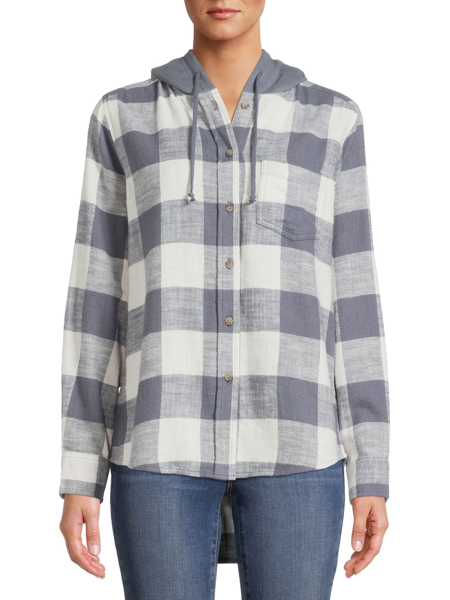 Time and Tru Women's Hooded Flannel | Walmart (US)