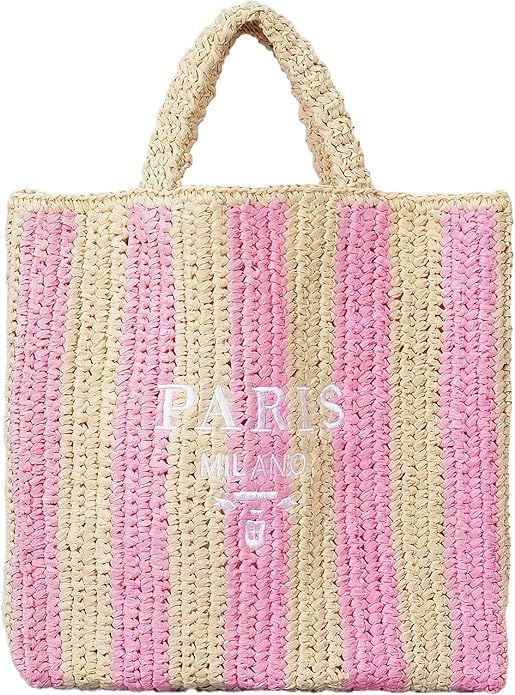 Straw Beach Bag for Women Summer Woven Tote Bag Packable Straw Purses and Handbags for Vacation H... | Amazon (US)