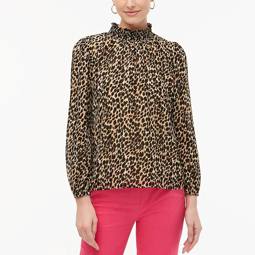 Leopard long-sleeve mockneck top | J.Crew Factory
