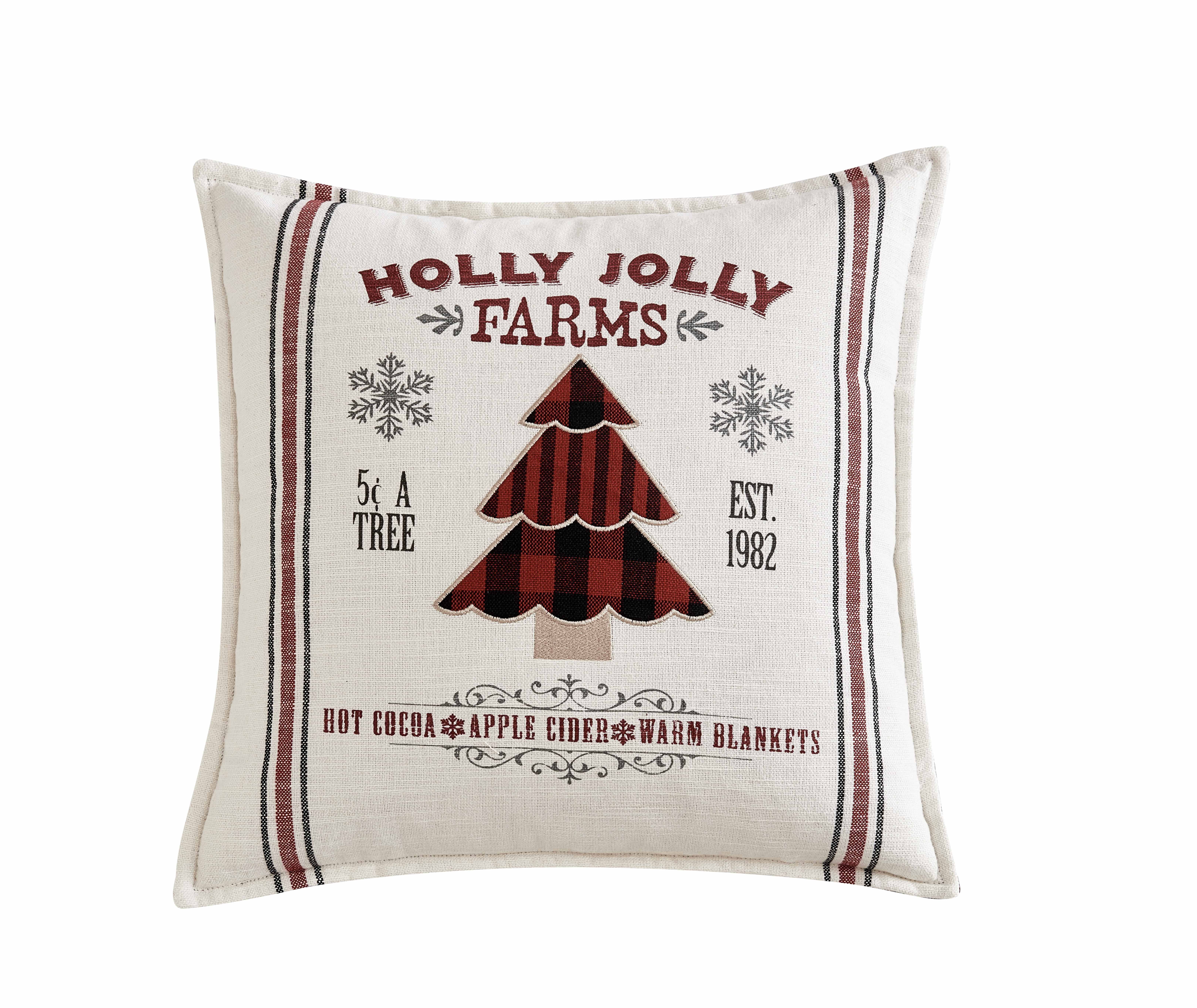 Mainstays Holiday Tree Farm Square Decorative Throw Pillow, 18" x 18", 1pc | Walmart (US)
