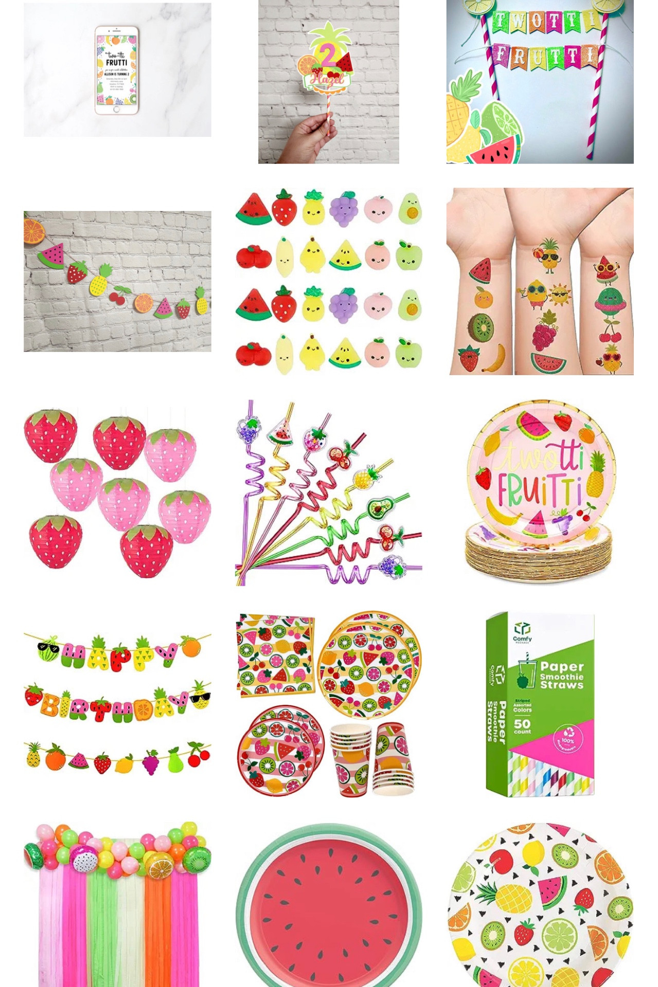 24 Pieces Summer Fruit Party Favor Bags, Paper Tutti Frutti Gift