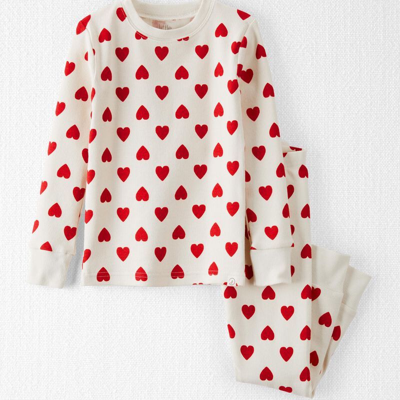 Toddler Organic Ribbed Cotton Heart Print Pajamas | Carter's