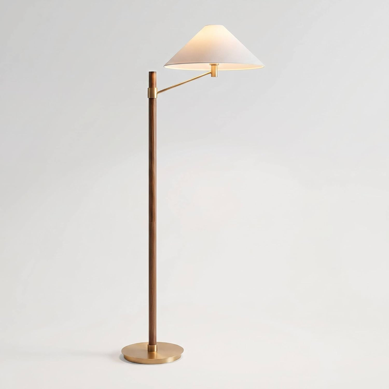 Possini Euro Valian 64" High Aged Brass and Wood Finish Floor Lamp | Amazon (US)