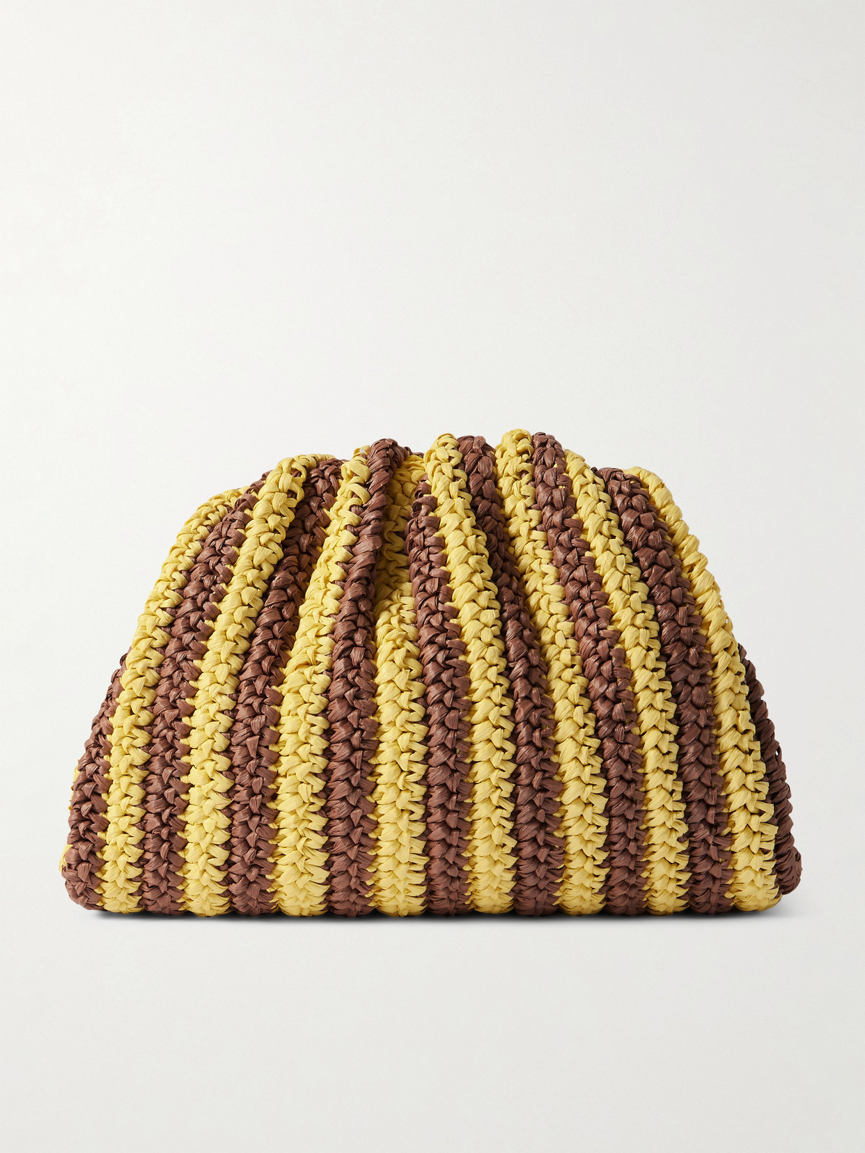 Loeffler Randall - Bailey Striped Crocheted Raffia Clutch - Brown | NET-A-PORTER (US)