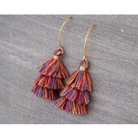 Tiered Tassel Earrings, Stacked Tassel, Multicolor Tassel Earrings, Tassel Earrings, Statement Earrings, Tassle Earring, Fringe Earrings | Etsy (US)