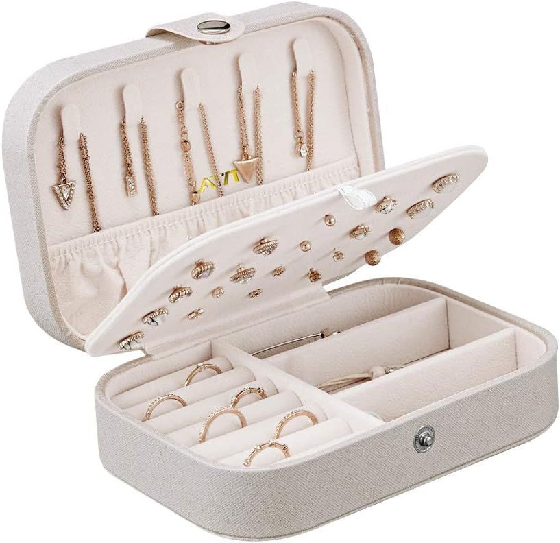 LATIT Jewellery Box Organiser Small Travel PU Leather Jewelry Storage Case for Rings Earrings Nec... | Amazon (UK)