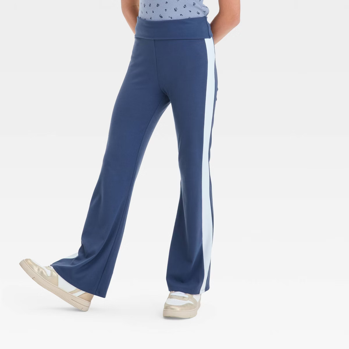 Girls' Sporty Fold Over Flare Pants - art class™ Black M | Target