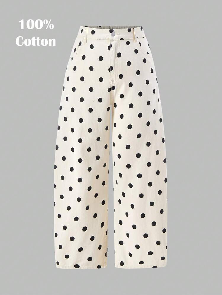 SHEIN MOD Plus Size Women's Jeans With Belt Loops And Polka Dot Pattern Summer For Women Spring W... | SHEIN