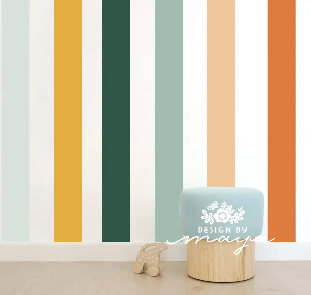 Fabric Wall Stripe Decals: Removable Kids Room Decor | Etsy (US)