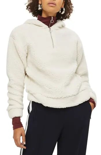 Women's Topshop Fleece Quarter-Zip Hoodie | Nordstrom